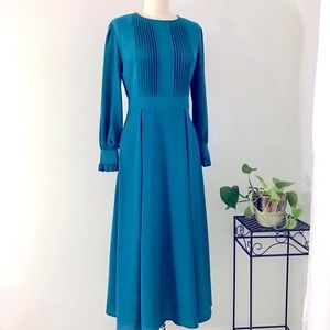 Teal Blue Long Sleeve Cocktail Dress